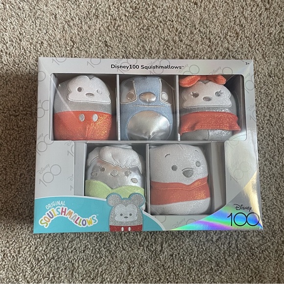 Disney Other - NEW Disney 100th Anniversary Special Edition Sparkle Silver Squishmallows 5-Pack